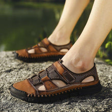 Load image into Gallery viewer, Men Comfy Flat Heel Summer Leather Sandals