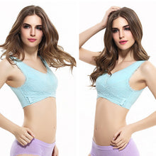 Load image into Gallery viewer, Women's Plus Size Lace Wide Straps Wireless Bra Front Closure Push Up Bras