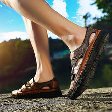 Load image into Gallery viewer, Men Comfy Flat Heel Summer Leather Sandals