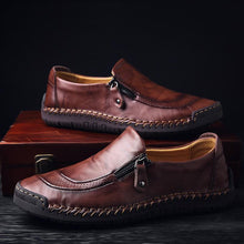 Load image into Gallery viewer, Men Hand Stitching Zipper Slip-ons Leather Shoes