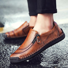 Load image into Gallery viewer, Men Hand Stitching Zipper Slip-ons Leather Shoes