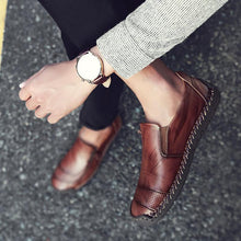 Load image into Gallery viewer, Men Hand Stitching Zipper Slip-ons Leather Shoes