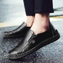 Load image into Gallery viewer, Men Hand Stitching Zipper Slip-ons Leather Shoes