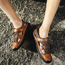 Load image into Gallery viewer, Men Comfy Flat Heel Summer Leather Sandals