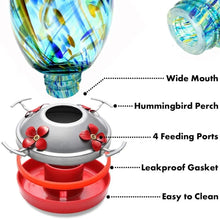Load image into Gallery viewer, Hand Blown Glass Hummingbird Feeder - 25 Ounces