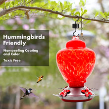 Load image into Gallery viewer, Hand Blown Glass Hummingbird Feeder - 38 Ounces