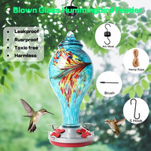 Load image into Gallery viewer, Hand Blown Glass Hummingbird Feeder - 25 Ounces