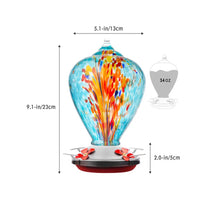Load image into Gallery viewer, Hand Blown Glass Hummingbird Feeder - 34 Ounces