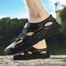 Load image into Gallery viewer, Men Comfy Flat Heel Summer Leather Sandals
