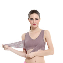 Load image into Gallery viewer, Women's Plus Size Lace Wide Straps Wireless Bra Front Closure Push Up Bras

